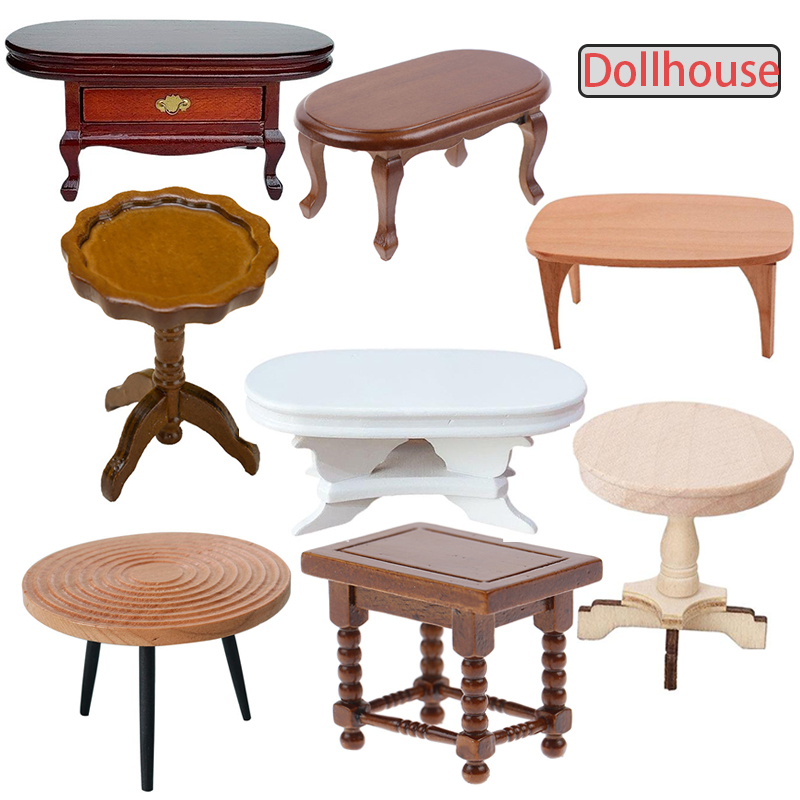 Outdoor Furniture Wooden - 1:12 دمية مصغرة طاولة مستديرة طاولة
