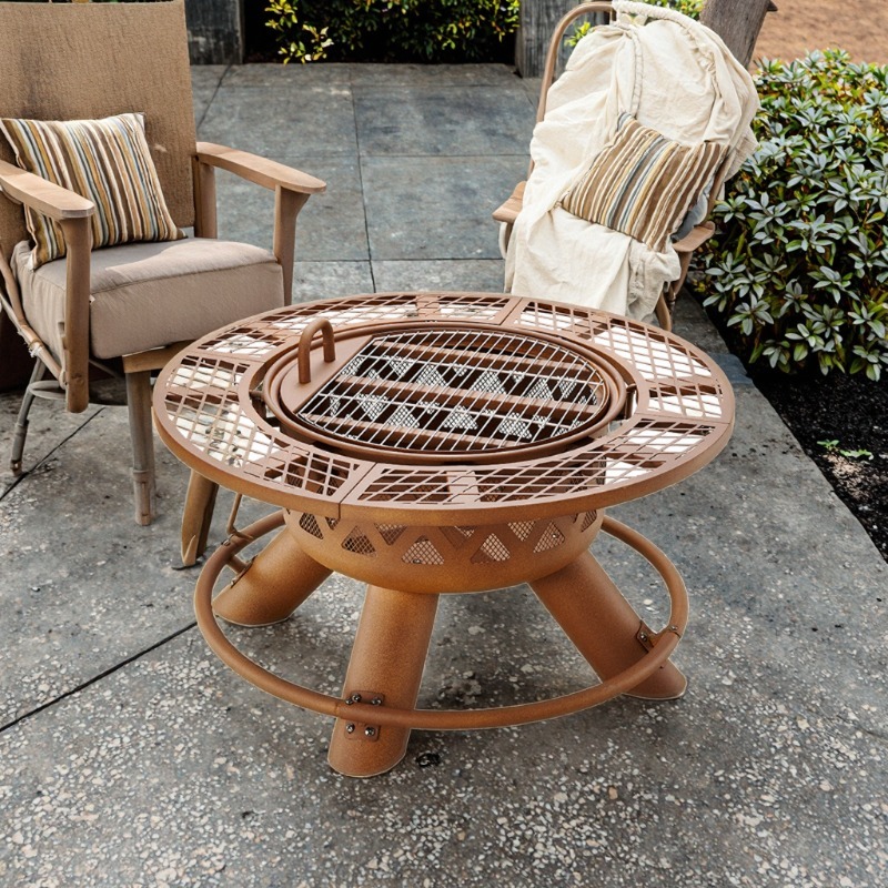 Outdoor Furniture Fire Pit - مجموعة شواء وتدفئة خارجية حديثة لعام