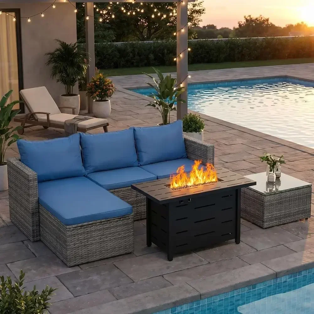 Outdoor Furniture Fire Pit - طقم أثاث خارجي من الخيزران مكون