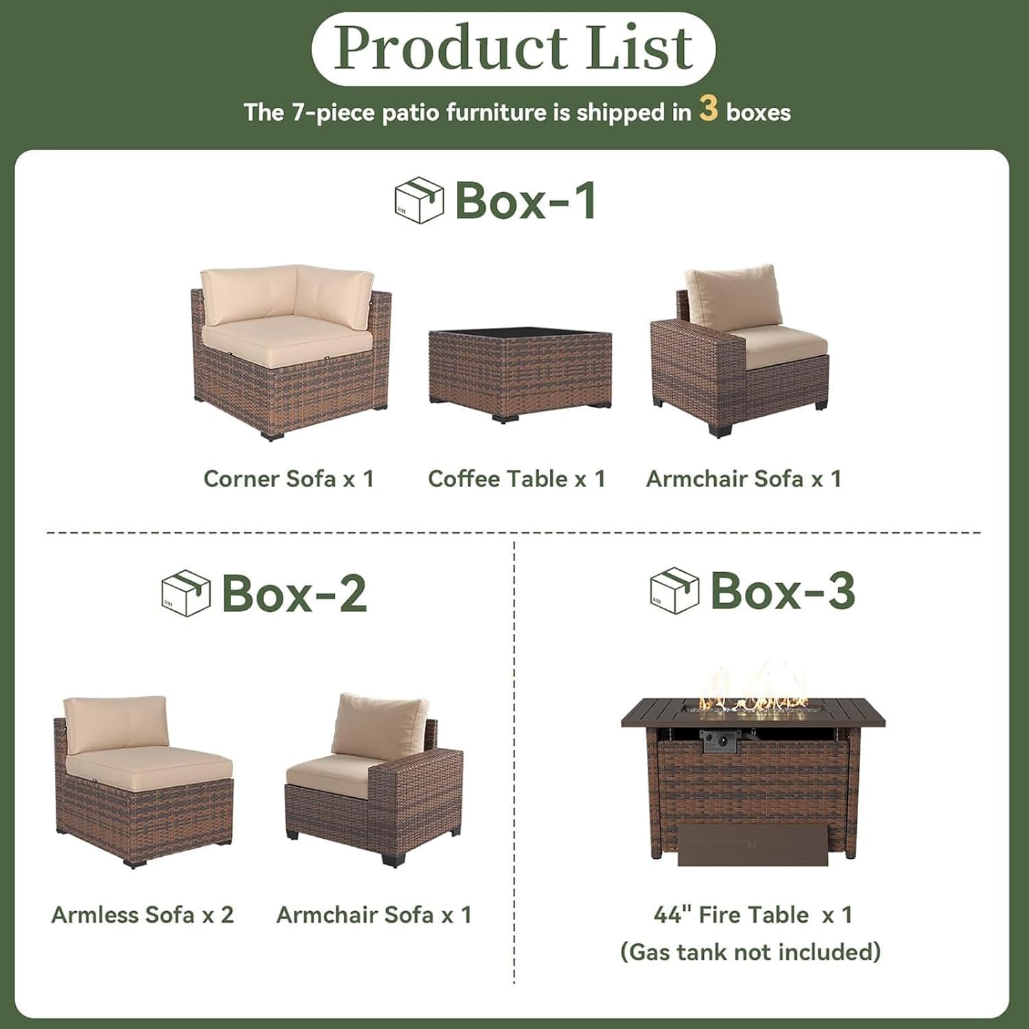 طقم أثاث فناء مكون من 7 قطع مع - مراجعة Outdoor Furniture Fire Pit وسعره
