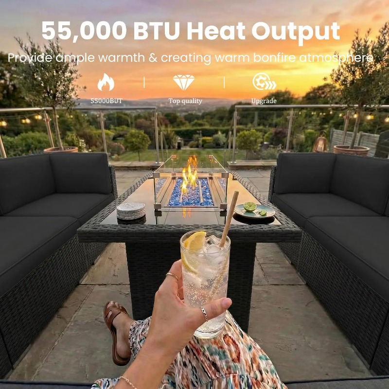 طقم أريكة من 8 قطع مصنوع من ال - مراجعة Outdoor Furniture Fire Pit وسعره