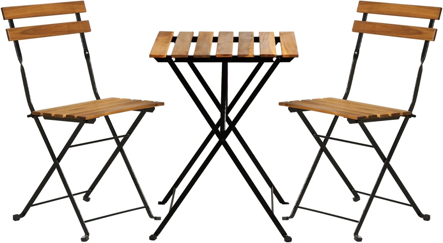 طقم بيسترو خشبي طبيعي قابل للط - مراجعة Outdoor Furniture Wooden وسعره